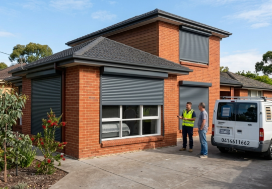 roller shutters installed on windows
